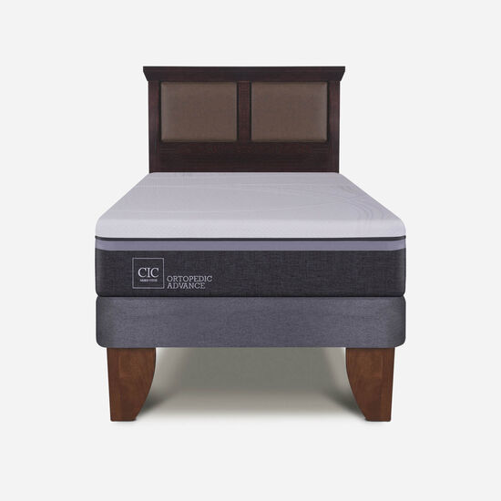 Cama Europea 1.5 Plazas Ortopedic Advance + Respaldo Torino Choc