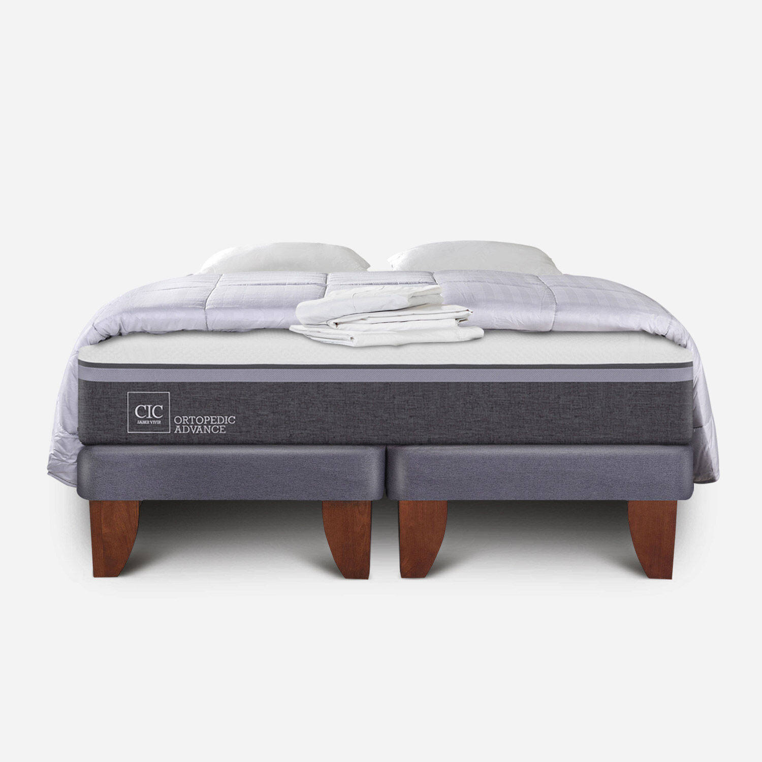 Cama Europea King Ortopedic Advance + Almohadas + Plumón