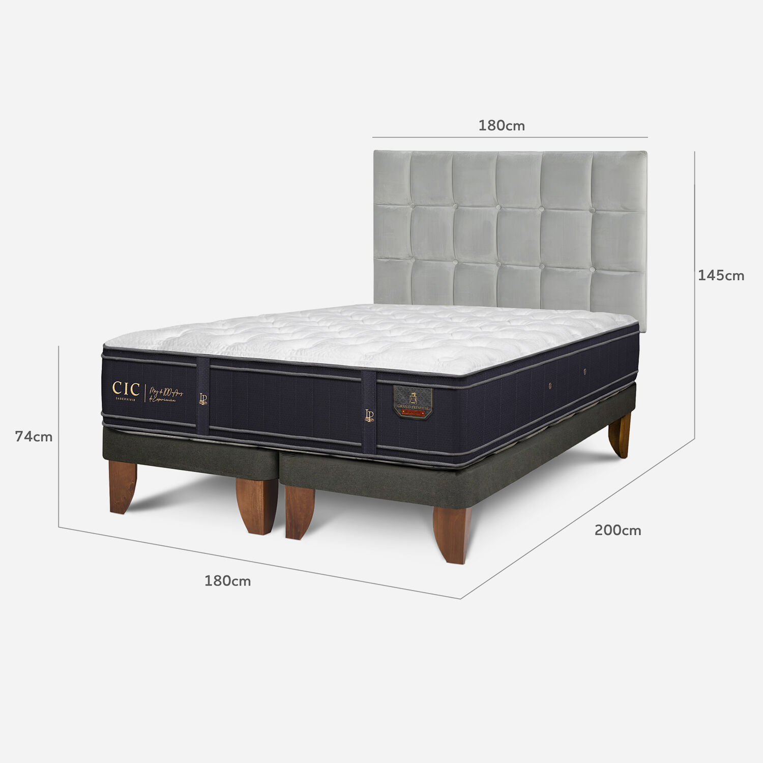 Cama Europea King Grand Premium + Respaldo Sile