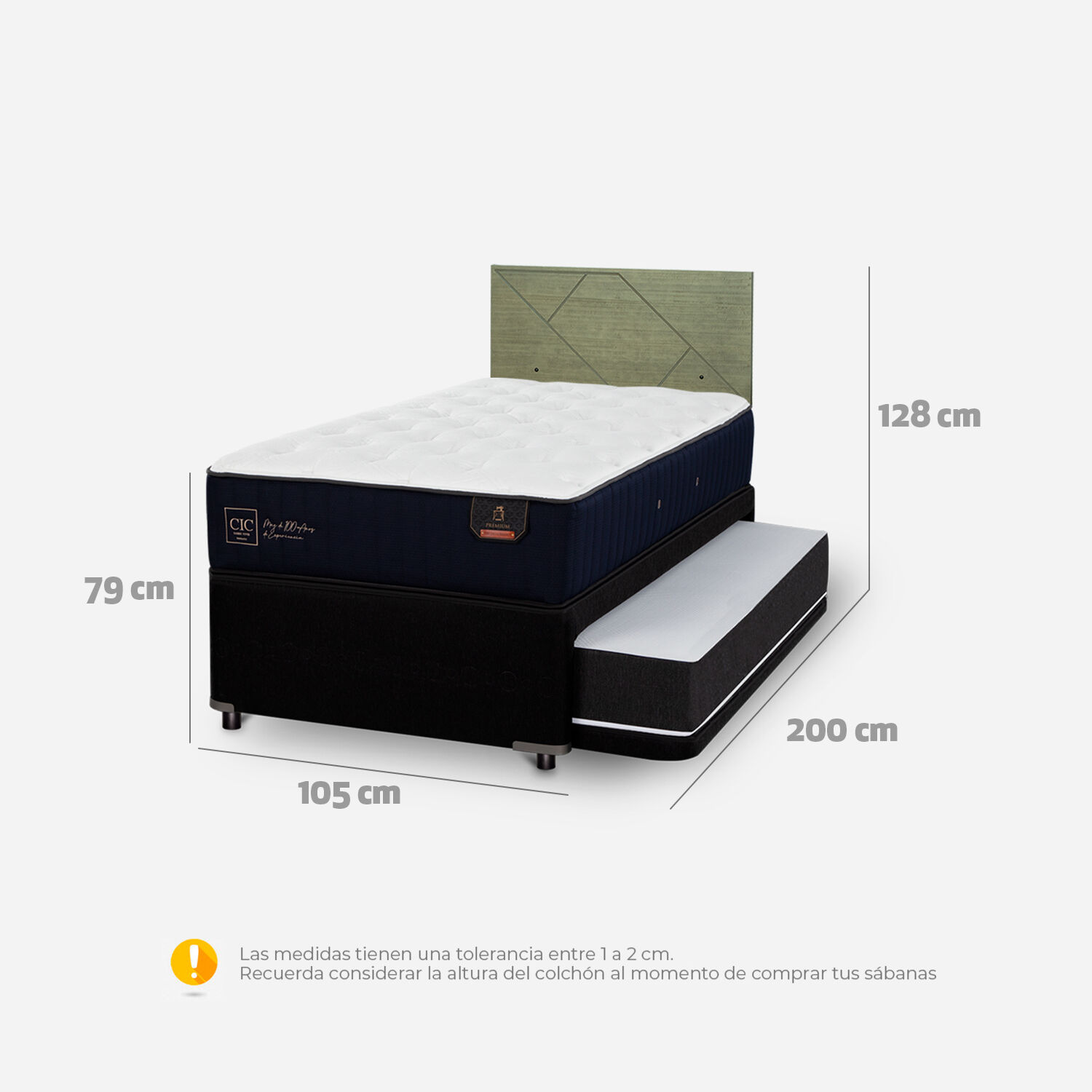 Cama Nido Div&aacute;n Premium + Respaldo Villarrica Olivo