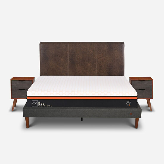 Cama Europea Curve 2 Plazas Bee Comfort + Set Baker