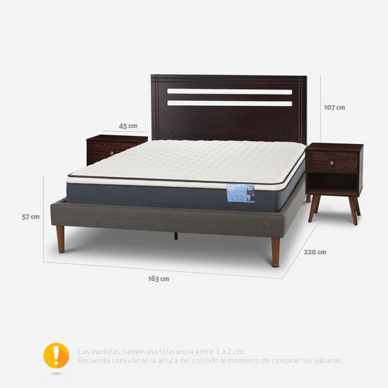 Cama Europea Curve 2 Plazas Excellence Plus + Set New Múnich
