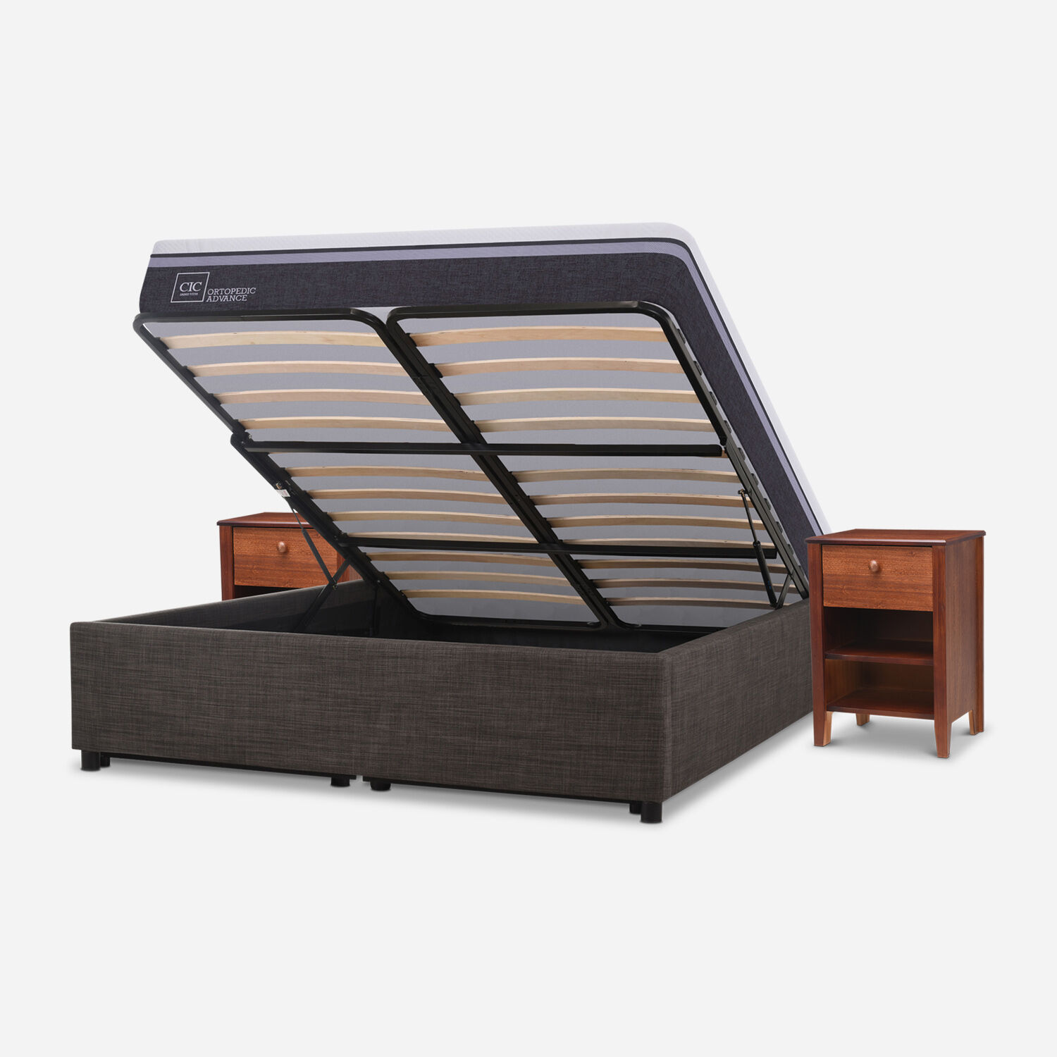 Cama Space Box 2 Plazas Ortopedic Advance + Velador Torino Caramel