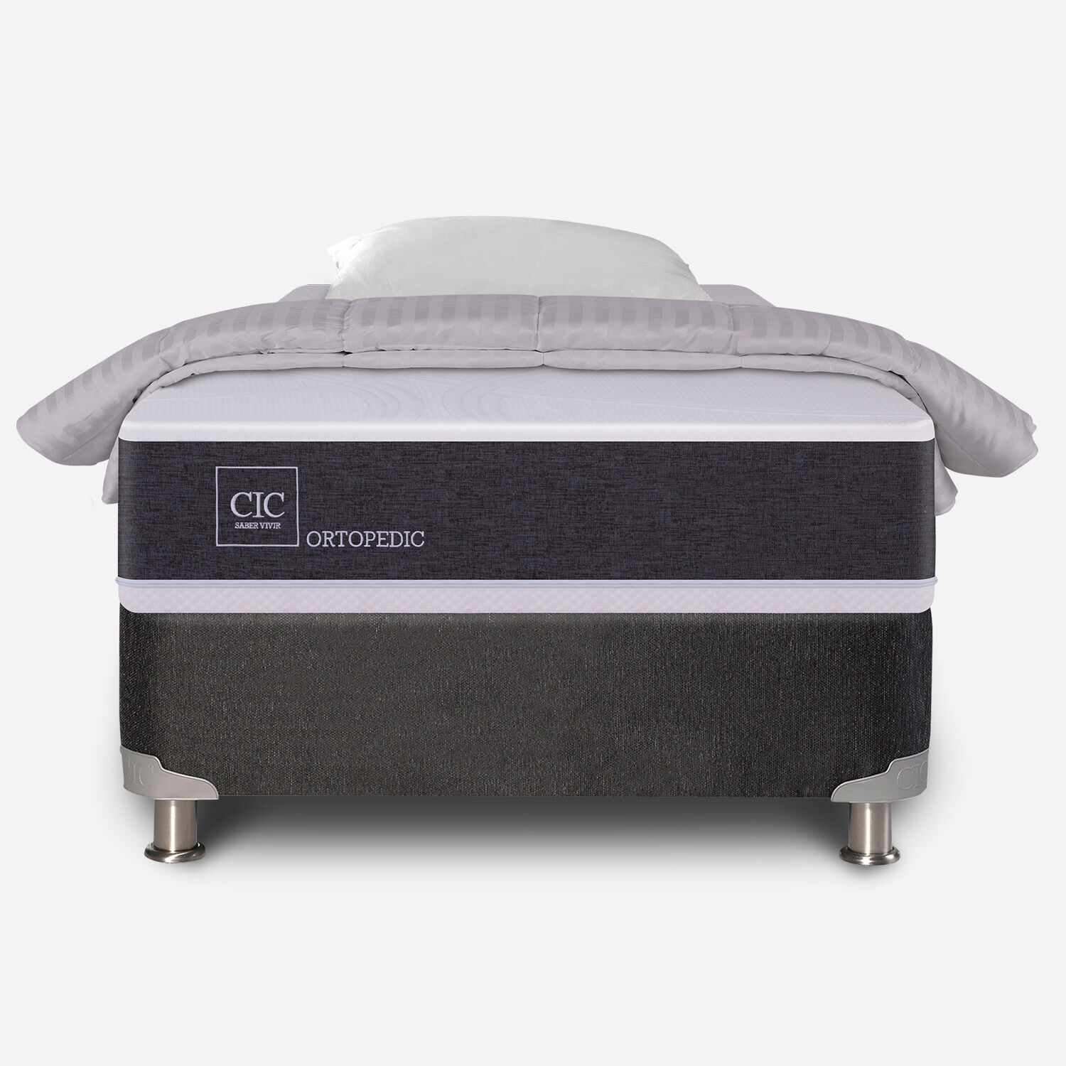 Box Spring 1 Plaza Ortopedic 5 Zonas + Almohada + Plum&oacute;n