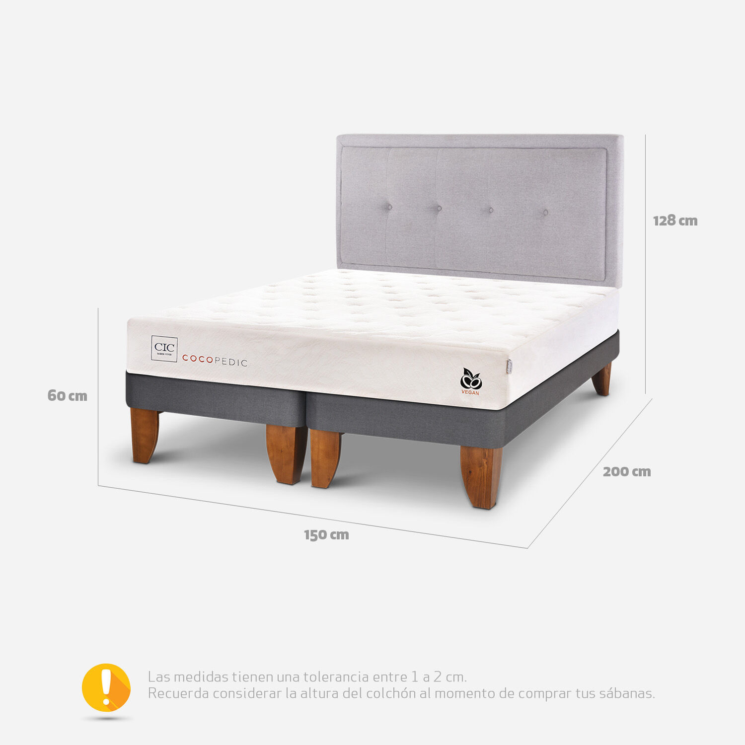 Cama Europea 2 Plazas Cocopedic + Respaldo Ganges