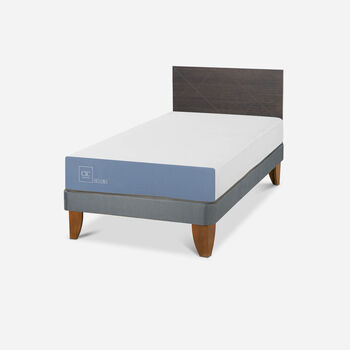 Cama Europea 1,5 Plazas Excellence + Respaldo Villarrica Gris