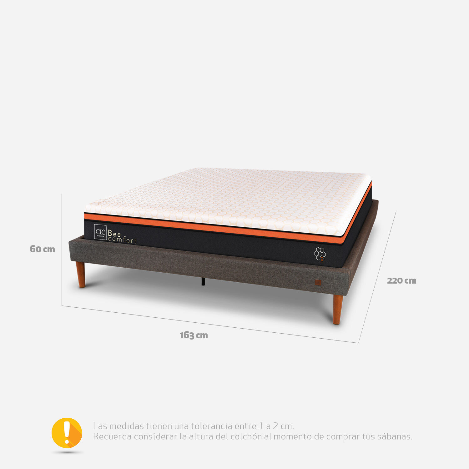 Cama Europea Curve 2 Plazas Bee Comfort 150x200