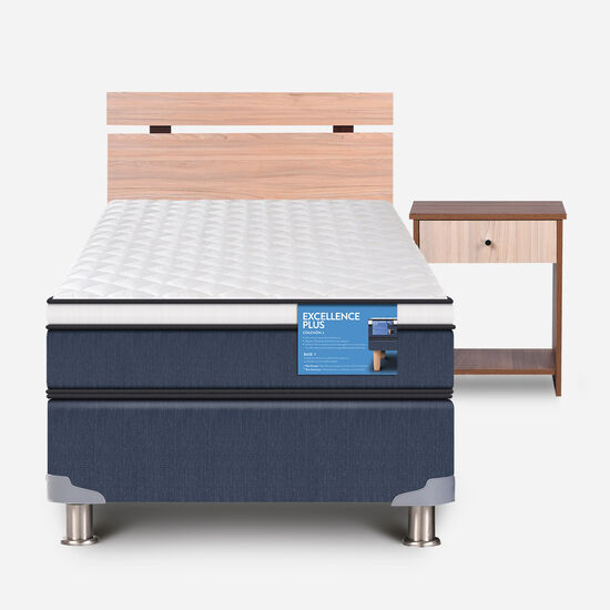Cama Americana 1.5 Plazas Excellence Plus + Set Olmo