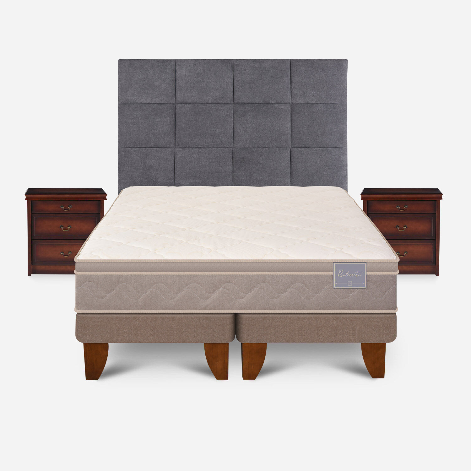 Cama Europea 2 Plazas Rilassati Base Dividida + Set T&aacute;mesis