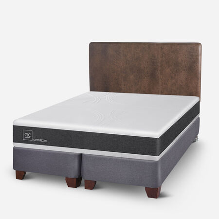 Box Spring 2 Plazas Ortopedic Base Dividida + Respaldo Baker