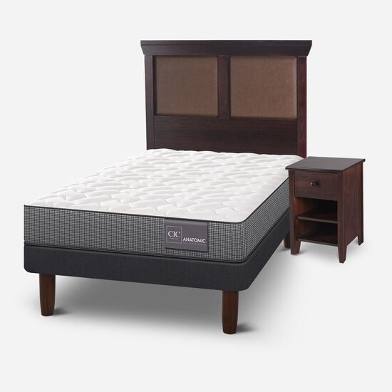 Cama Europea 1.5 Plazas Anatomic + Set Torino Choc