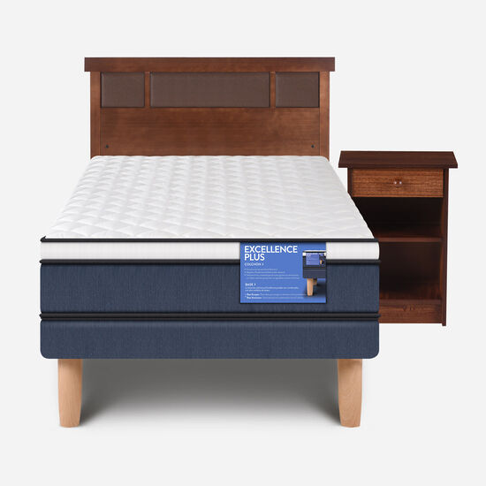 Cama Europea 1 Plaza Excellence Plus + Set Dublín Caramel