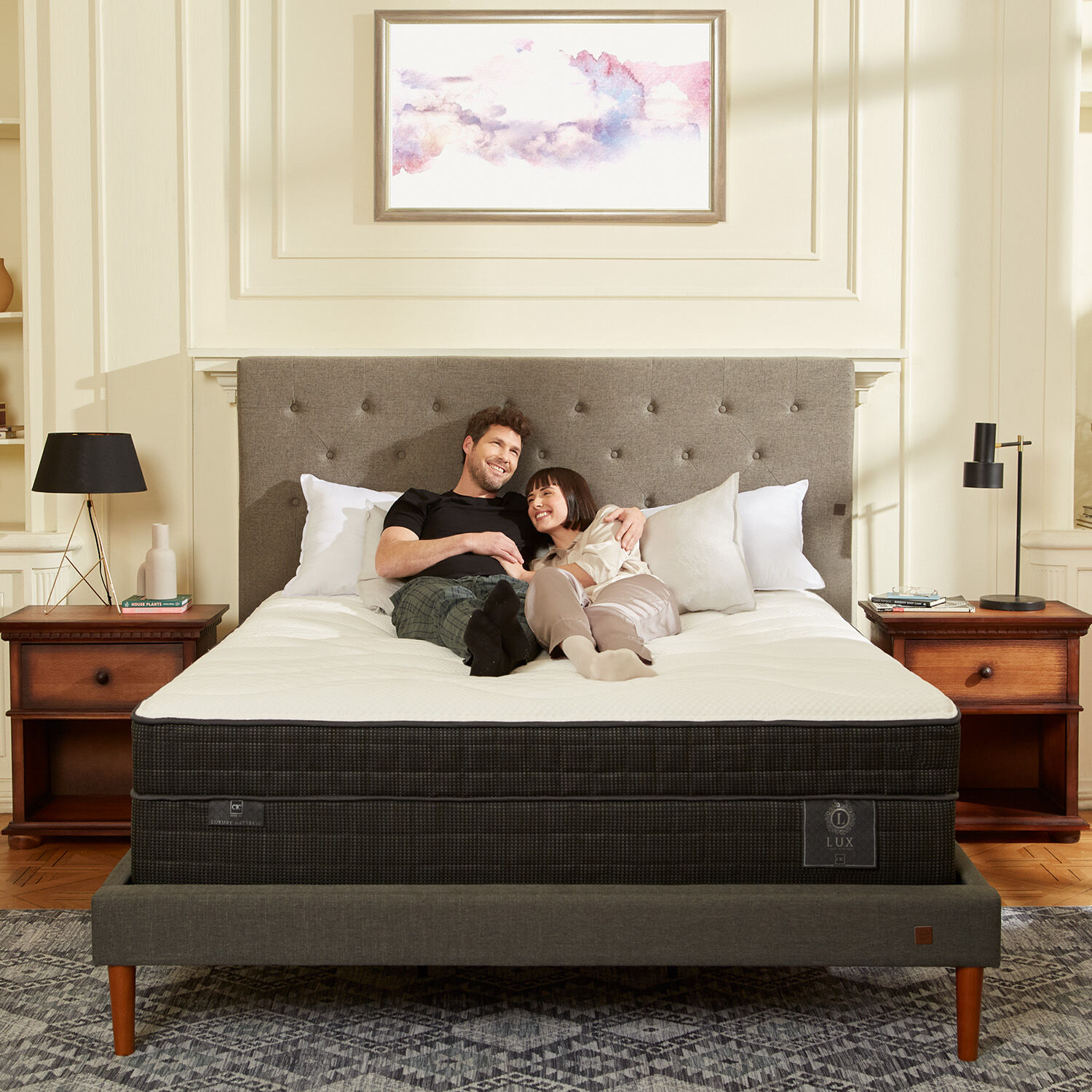 Cama Europea Curve 2 Plazas Lux + Set Monterrey