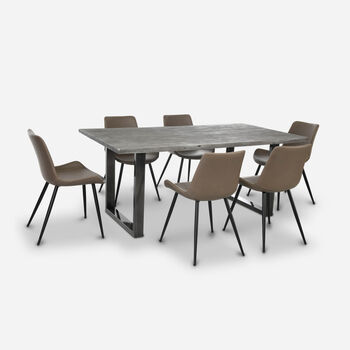 Comedor Florencia Gris + 6 Sillas Pyramid Gris