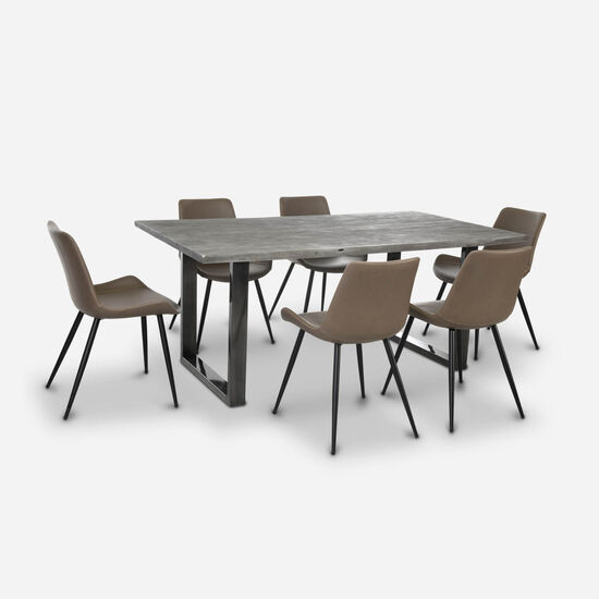 Comedor Florencia Gris + 6 Sillas Pyramid Gris
