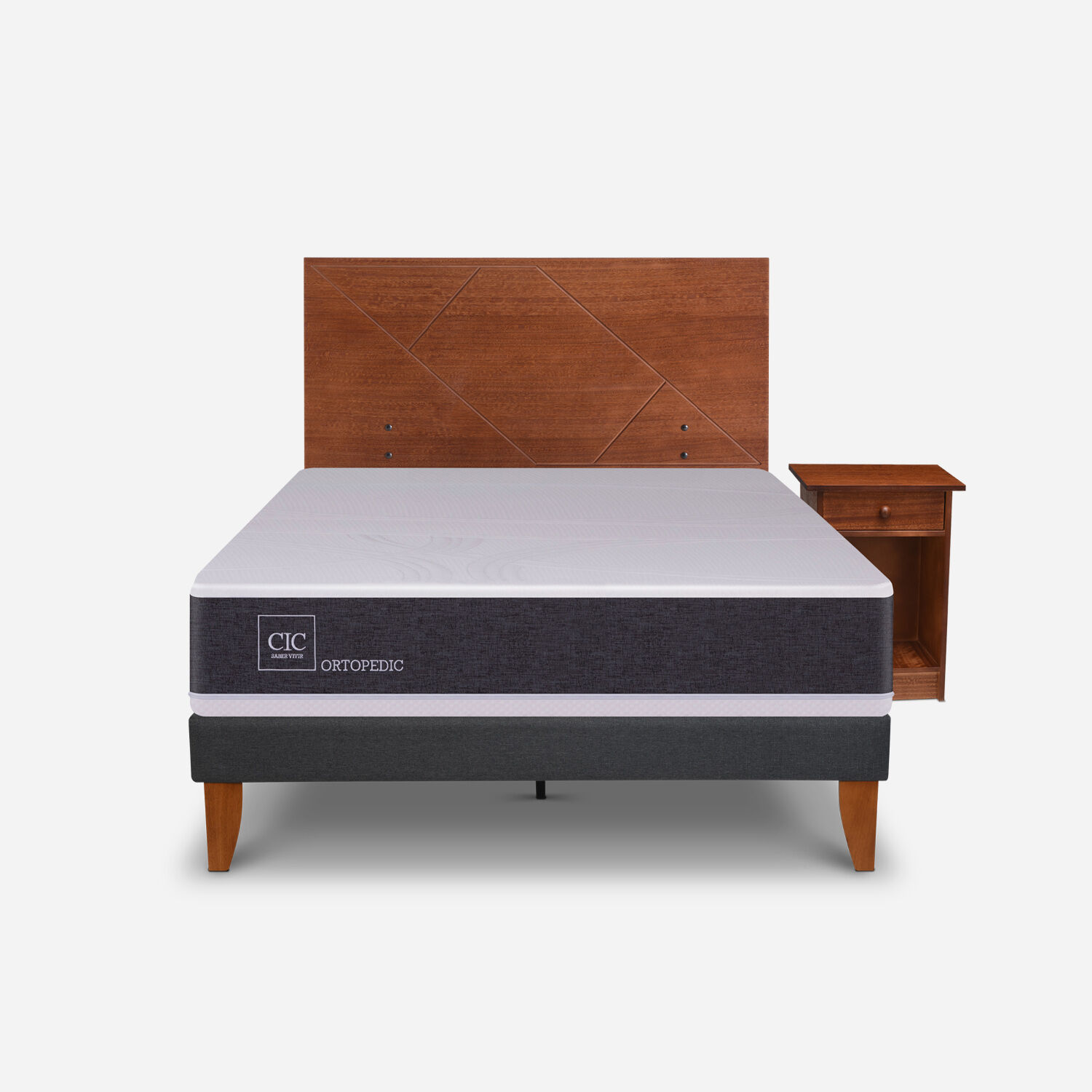 Cama Europea Curve 1,5 Plazas Ortopedic + Set New Villarrica