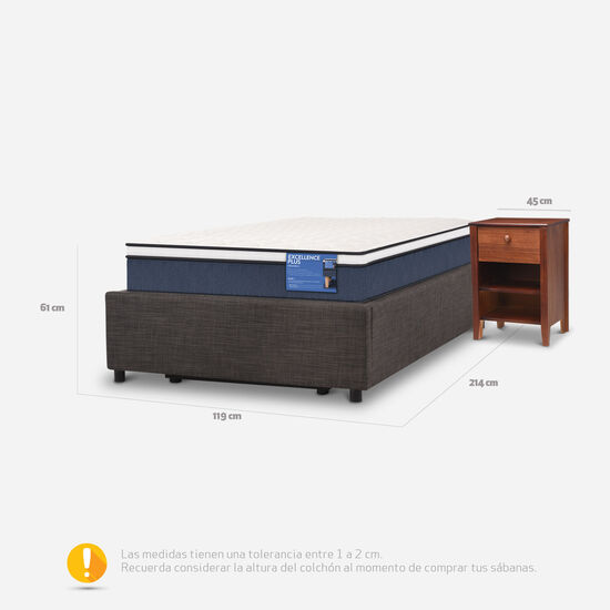 Cama Space Box 1.5 Plazas Excellence Plus + Velador New Torino