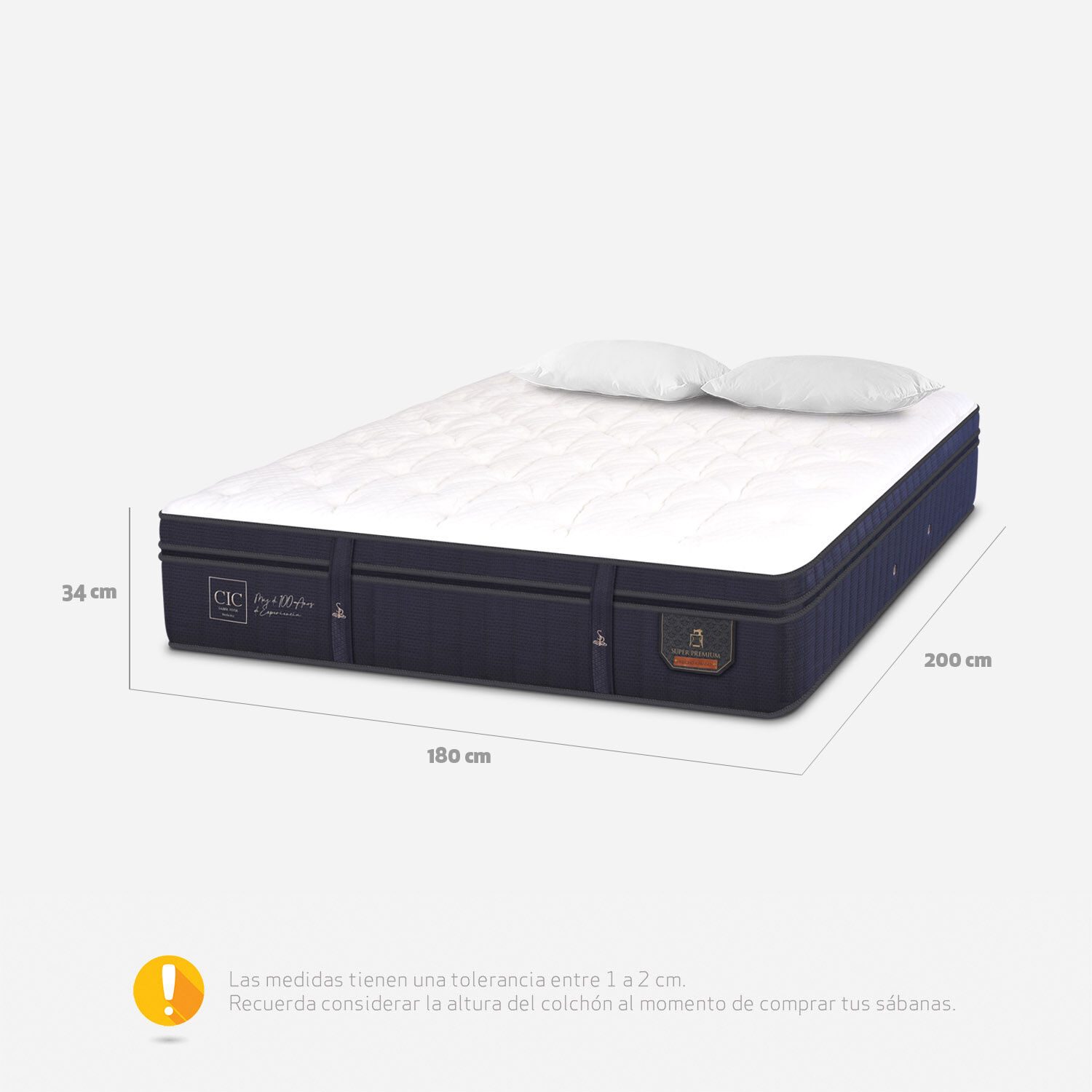 Colchón King Super Premium 180x200 + Almohadas