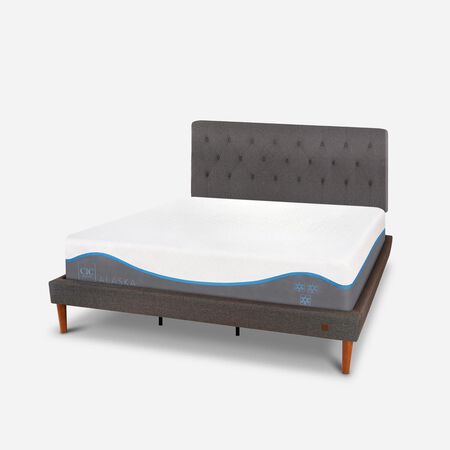 Cama Europea Curve King Alaska + Respaldo Kavery 