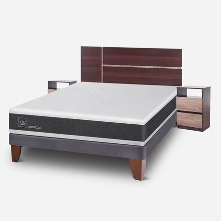 Cama Europea 2 Plazas Ortopedic Base Normal + Set Enio