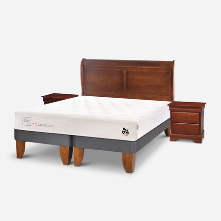 Cama Europea 2 Plazas Cocopedic Base Dividida + Set Mir&oacute; Caramel