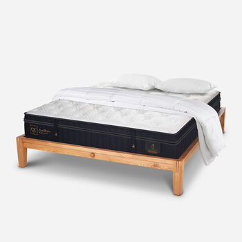 Cama Oak 2 Plazas Super Premium Almohadas Viscoelásticas + Plumón