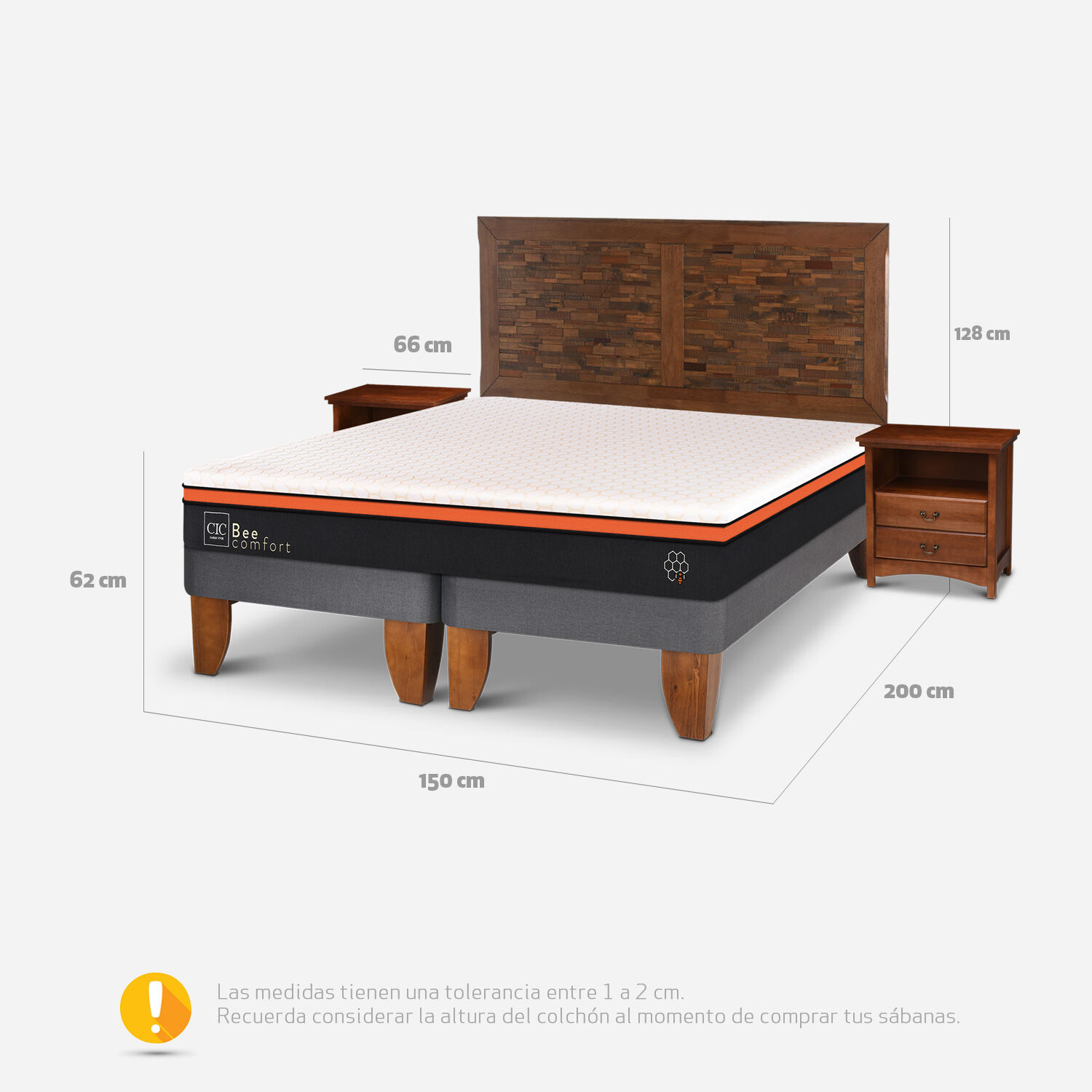 Cama Europea 2 Plazas Bee Comfort + Set Antique