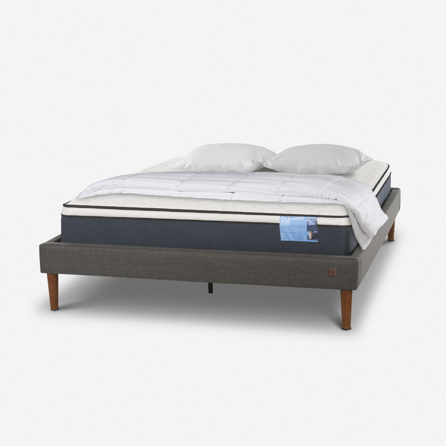 Cama Europea Curve 2 Plazas Excellence Plus + Plumón + Almohadas