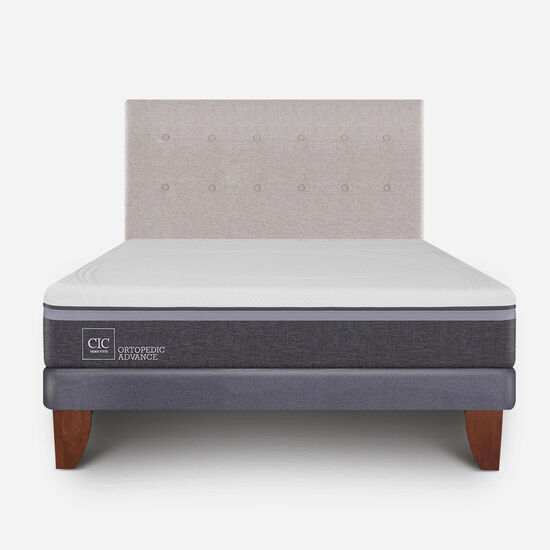 Cama Europea 2 Plazas Ortopedic Advance Base Normal + Respaldo Tigris