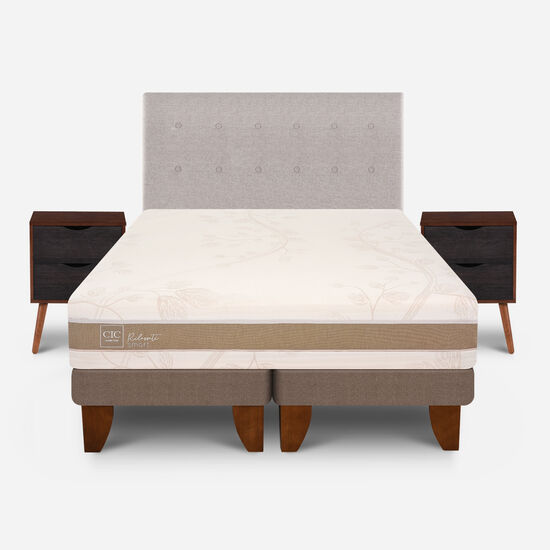 Cama Europea 2 Plazas Rilassati Smart Base Dividida + Set Tigris
