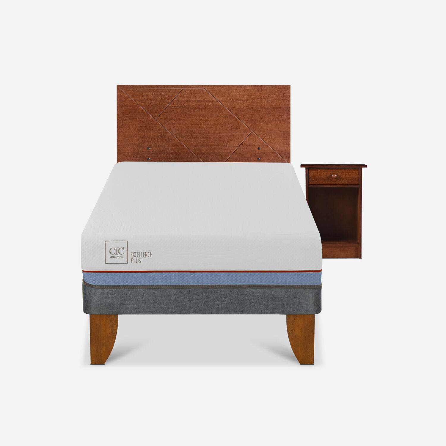 Cama Europea 1.5 Plazas Excellence Plus + Set Villarrica
