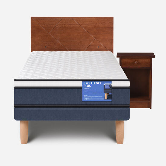 Cama Europea 1.5 Plazas Excellence Plus + Set Villarrica
