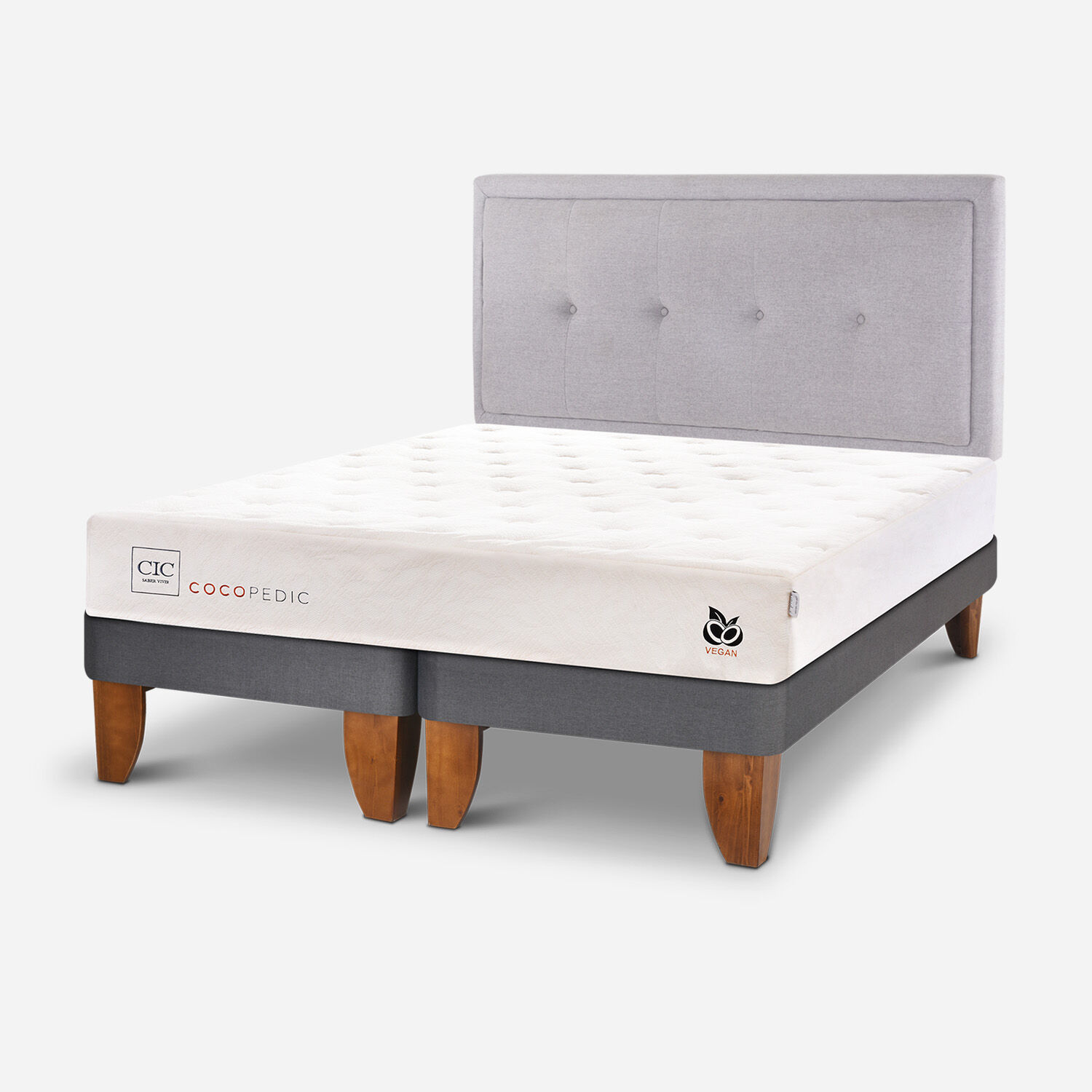 Cama Europea 2 Plazas Cocopedic Base Dividida + Respaldo Ganges