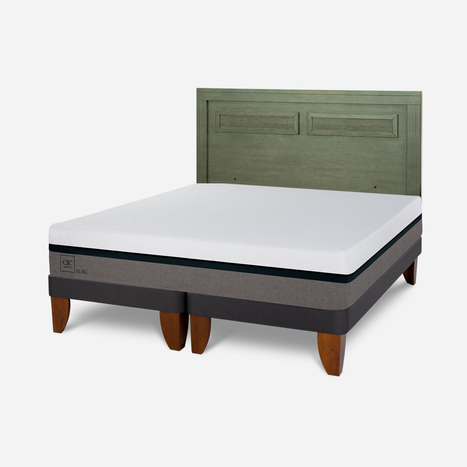 Cama Europea King Balance + Respaldo Milán Olivo