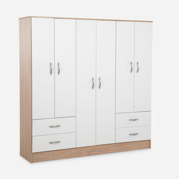 Cl&oacute;set Maipo 6 Puertas 4 Cajones Olmo Blanco