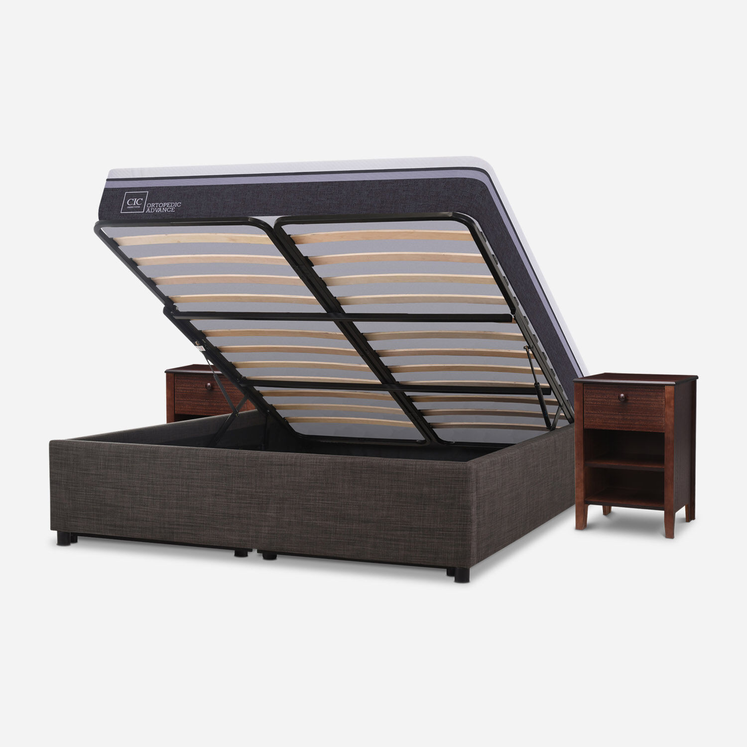 Cama Space Box 2 Plazas Ortopedic Advance + Velador Torino Chocolate