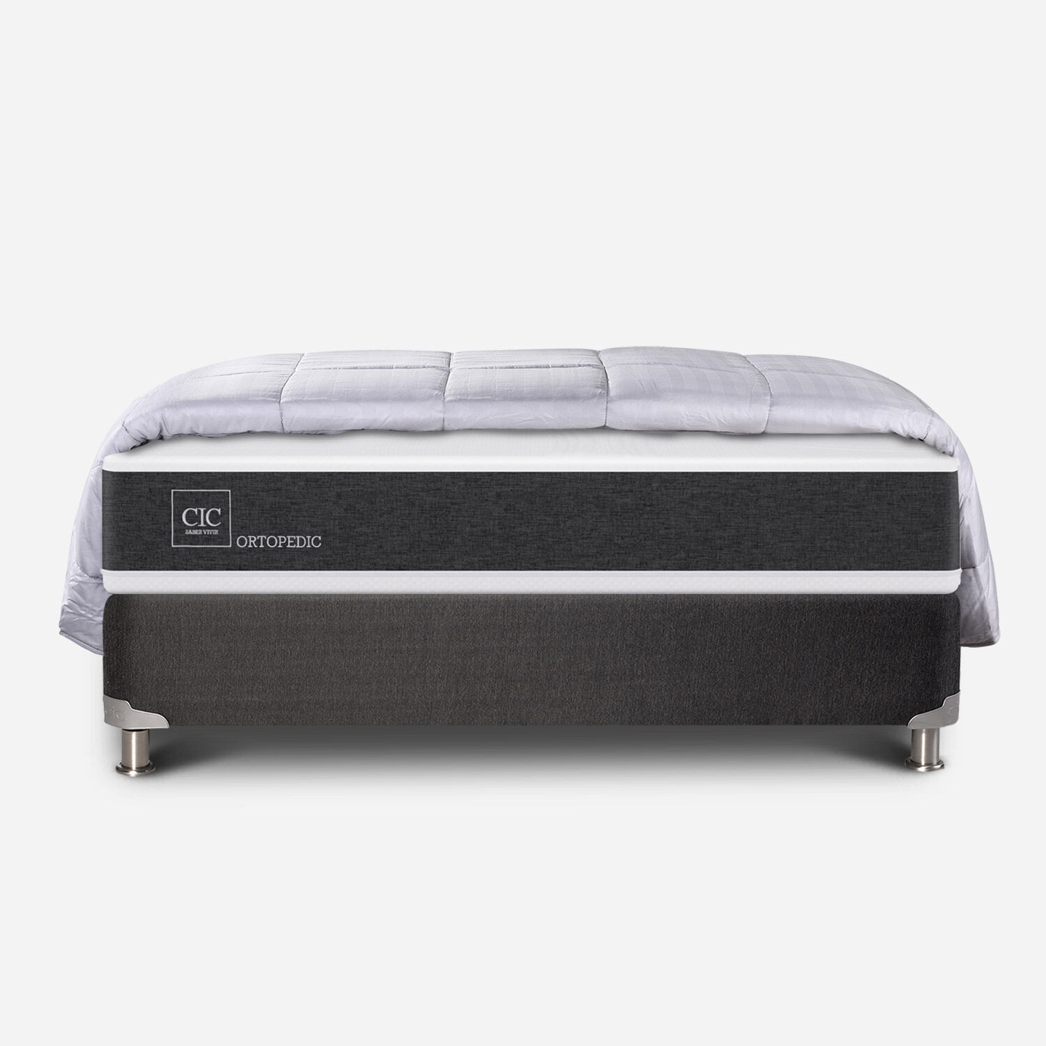 Box Spring 2 Plazas Ortopedic Base Normal 5 Zonas + Plum&oacute;n