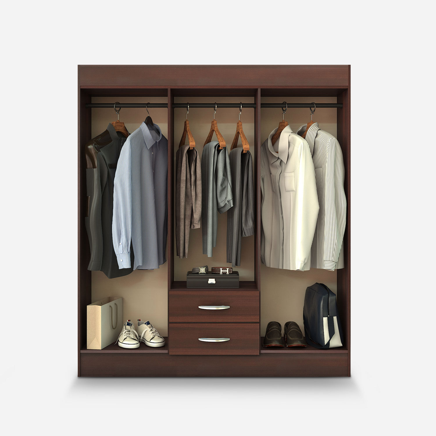 Cl&oacute;set 6 Puertas 2 Cajones Trancura Chocolate