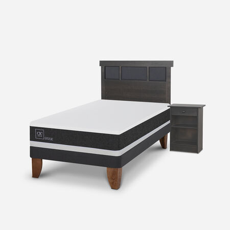 Cama Europea 1,5 Plazas Ortopedic + Set Dubl&iacute;n Gris