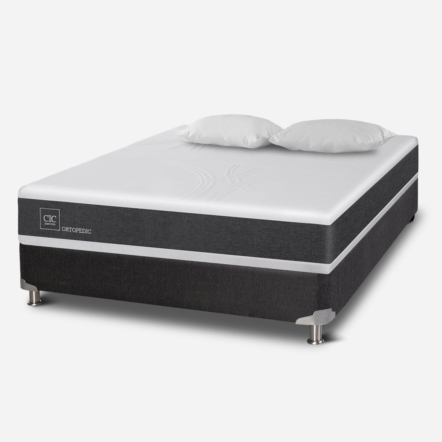 Box Spring 2 Plazas Ortopedic Base Normal 5 Zonas + Almohadas