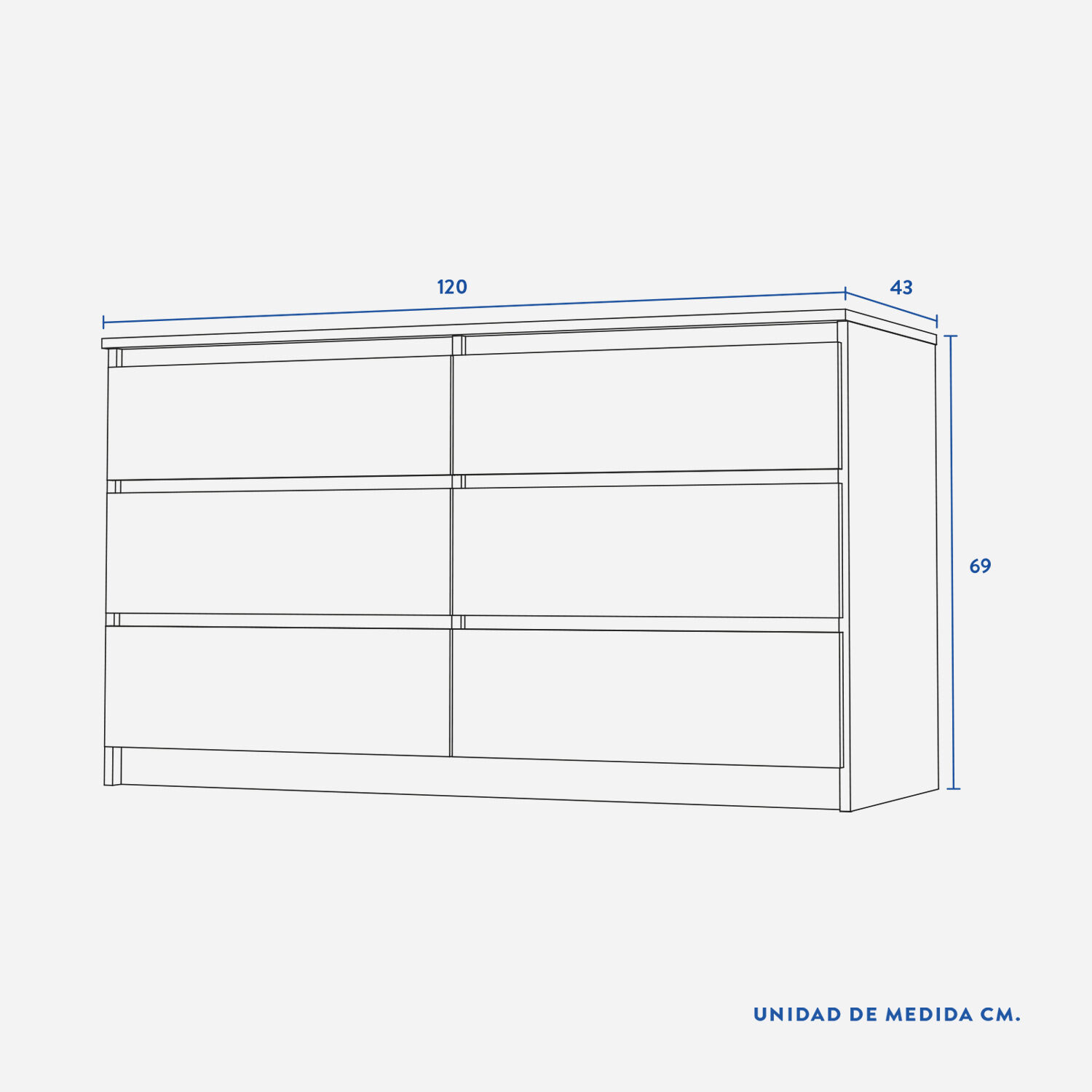 C&oacute;moda 6 Cajones N&oacute;rdica Olmo Blanco