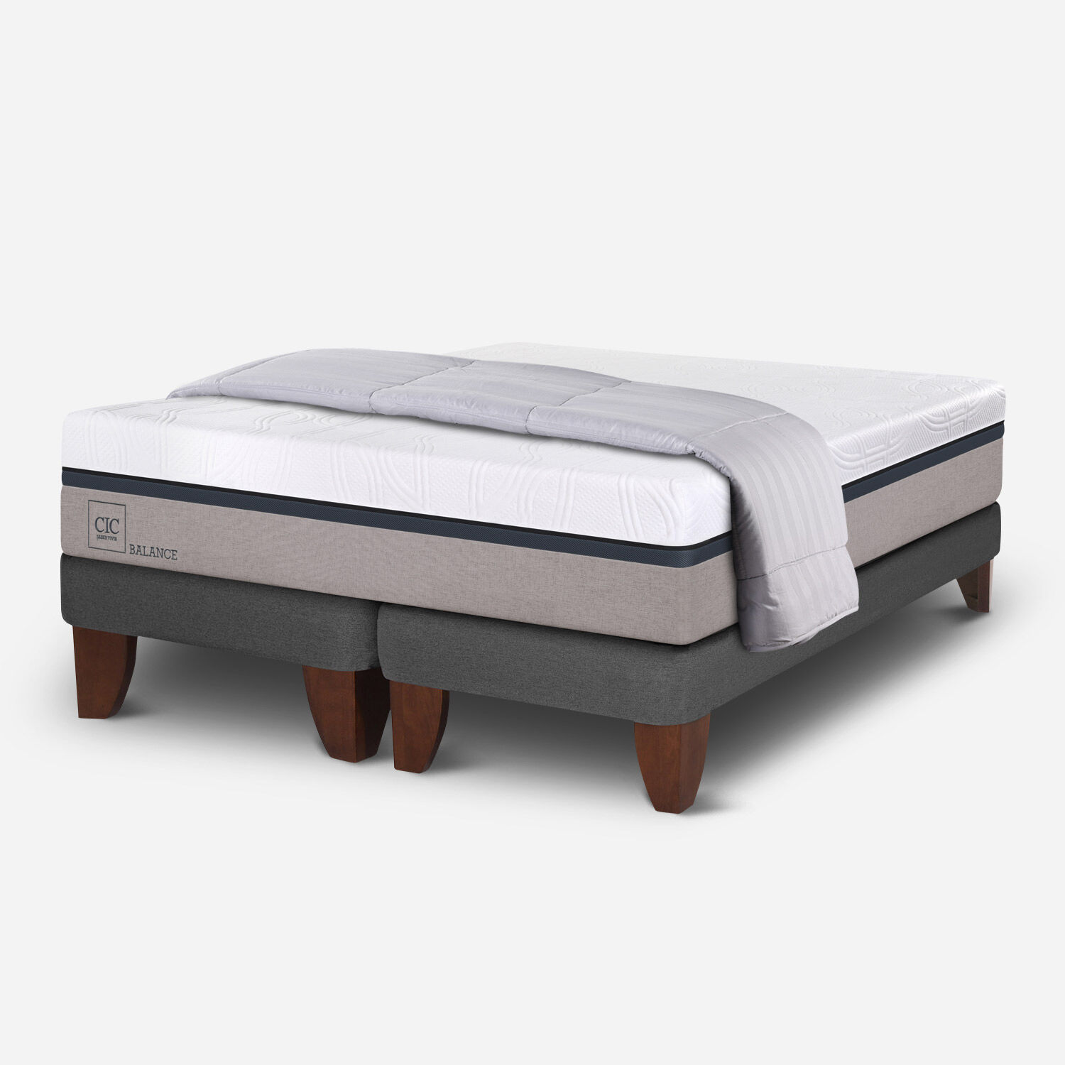 Cama Europea 2 Plazas Balance Base Dividida + Plum&oacute;n