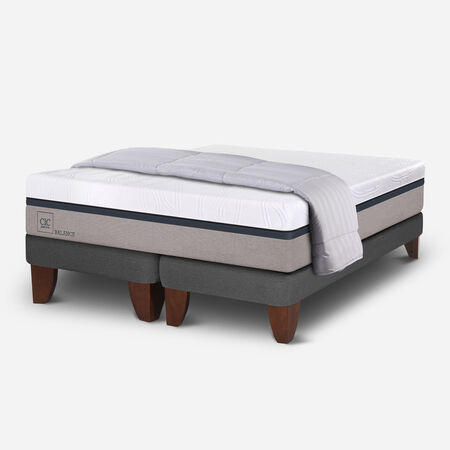 Cama Europea 2 Plazas Balance Base Dividida + Plum&oacute;n