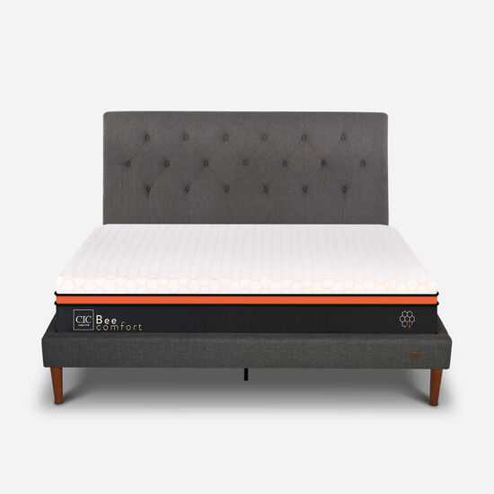Cama Europea Curve 2 Plazas Bee Comfort + Respaldo kavery