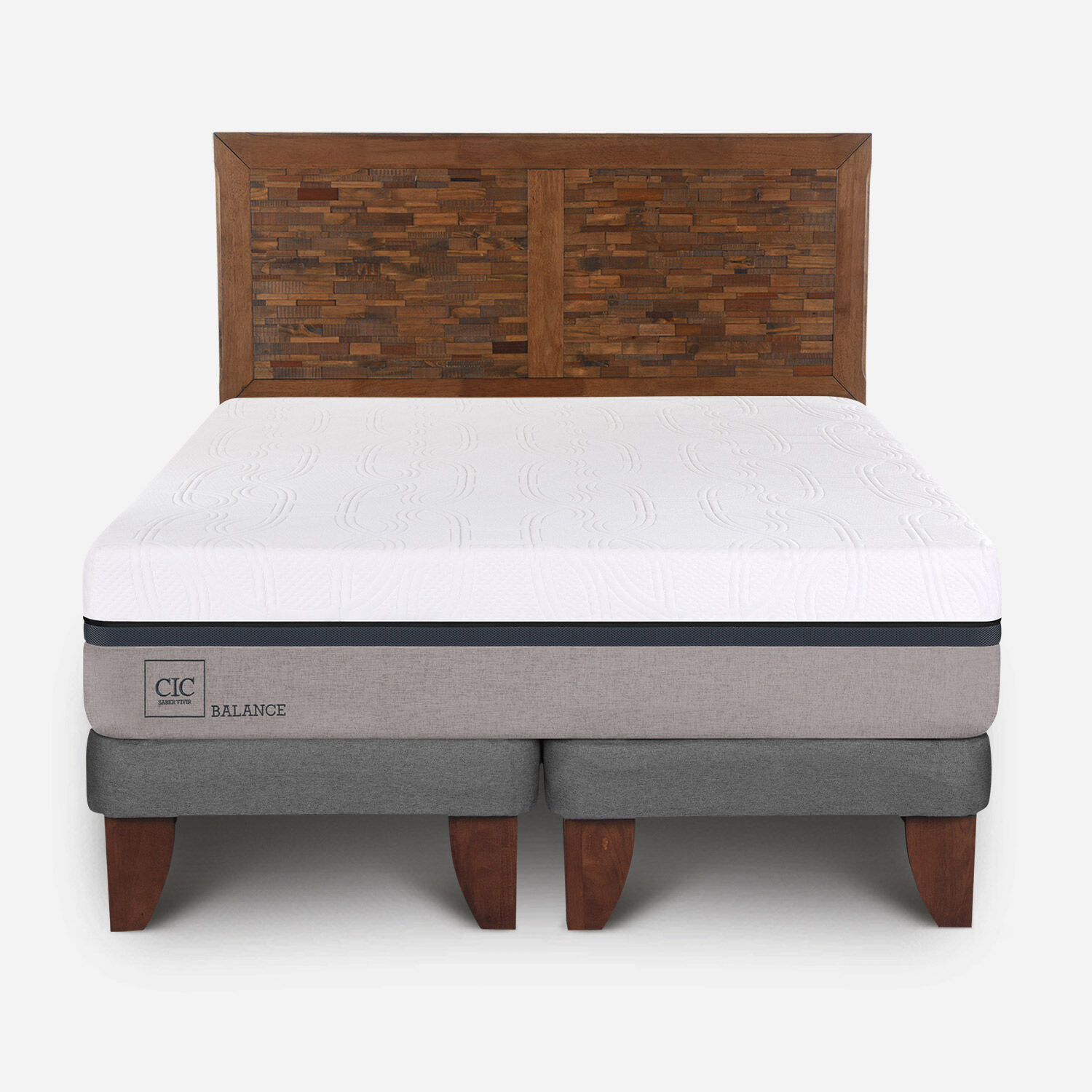 Cama Europea 2 Plazas Balance Base Dividida + Respaldo Antique