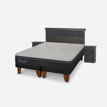 Cama Europea King Hybrid Plus + Set Dublín Gris
