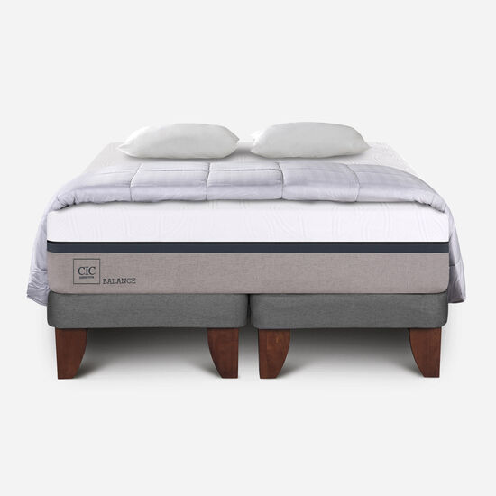 Cama Europea 2 Plazas Balance Base Dividida + Almohadas + Plumón
