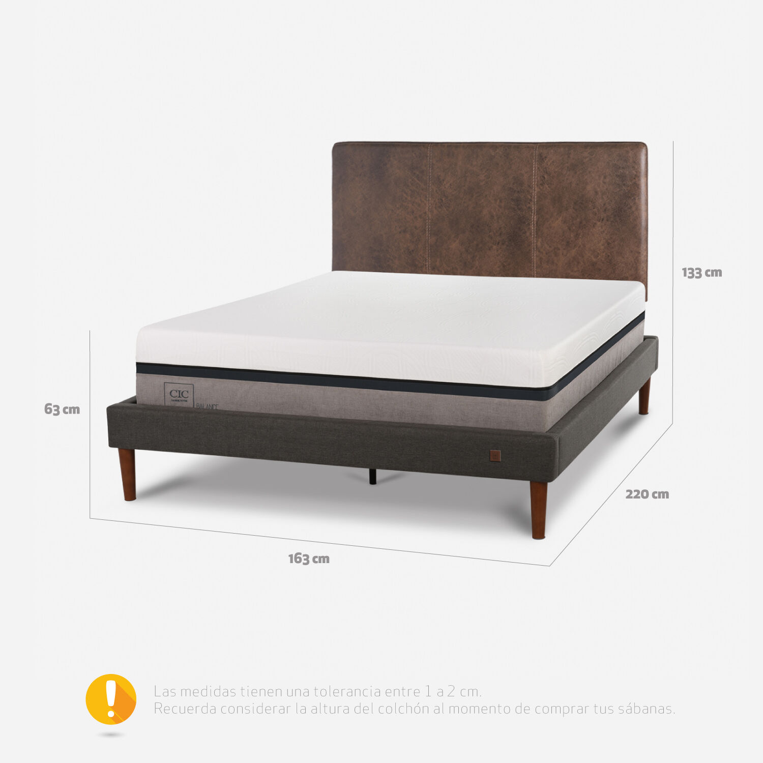 Cama Europea Curve 2 Plazas Balance + Respaldo Baker
