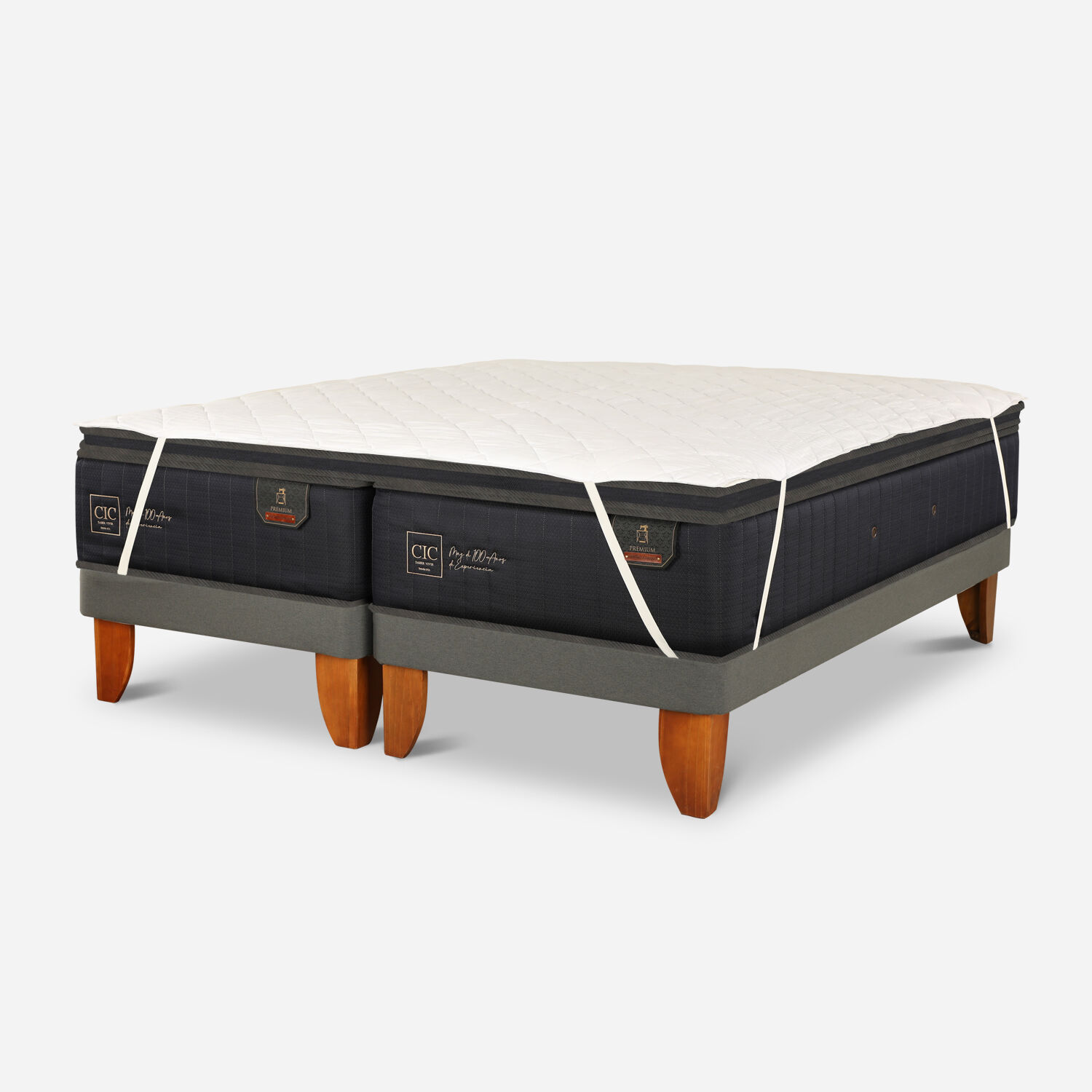 D&uacute;plex Cama Europea 1 Plaza Premium + Topper Premium + Cubrecolch&oacute;n
