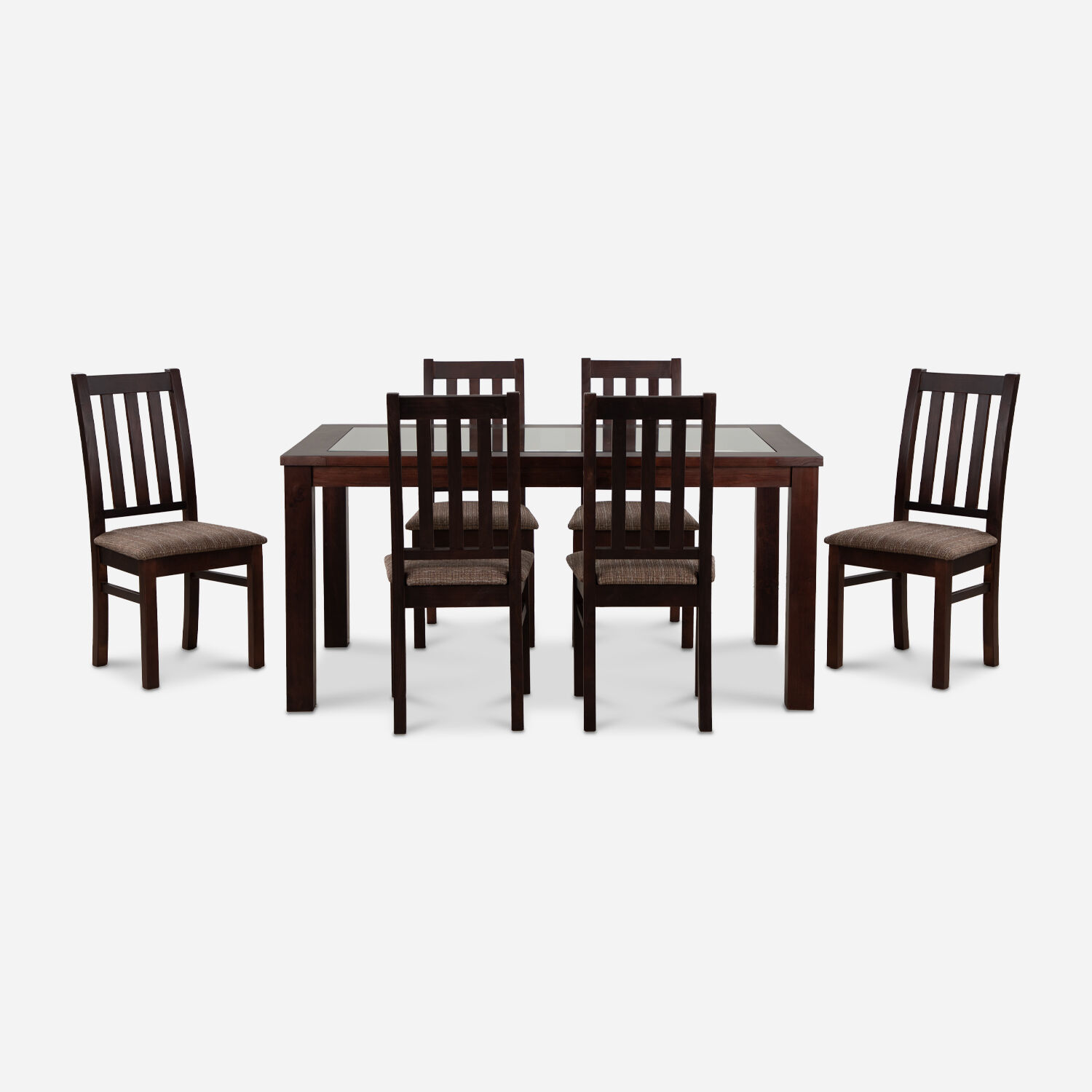 Comedor de Vidrio 6 Sillas &Ntilde;uble Chocolate